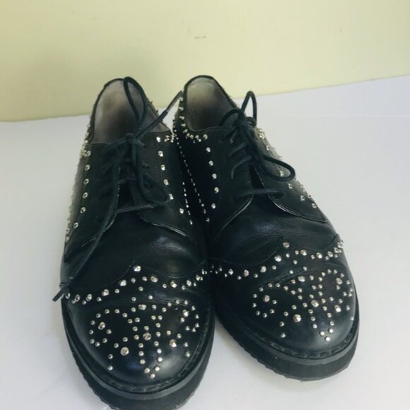Michael Kors Oxford Studs Leather Lace Up Shoes Grommets Flats Booties Wedge 7 - Picture 4 of 15